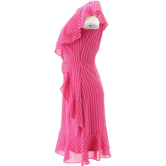 NWT DU JOUR SCOOP-NECK STRIPED RUFFLE DRESS VERY BERRY 12‎ - Picture 5 of 15